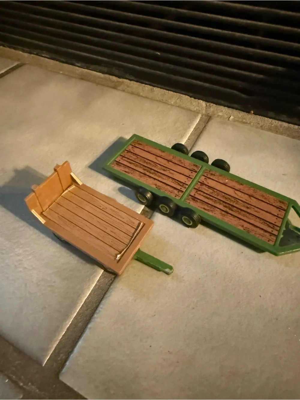 Green and Brown Kids Toy Trailer Pair by